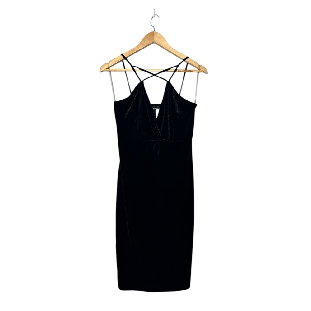Yaya& co CROSS OVER VELVET MIDi dress black l